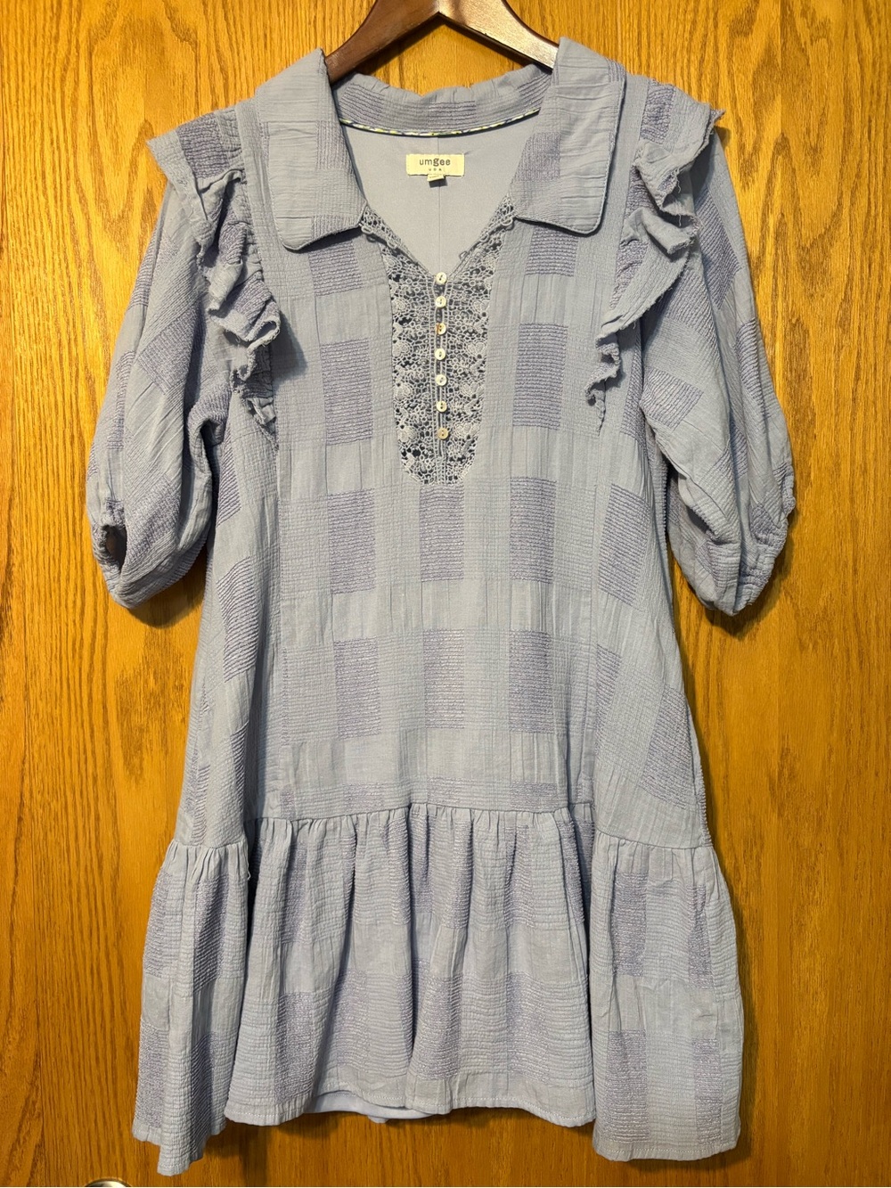 Umgee Textured Checkered Tiered Mini Dress